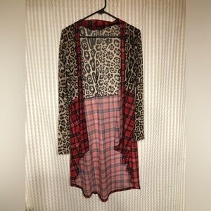 Crazy Train Red Plaid and Leopard Print top